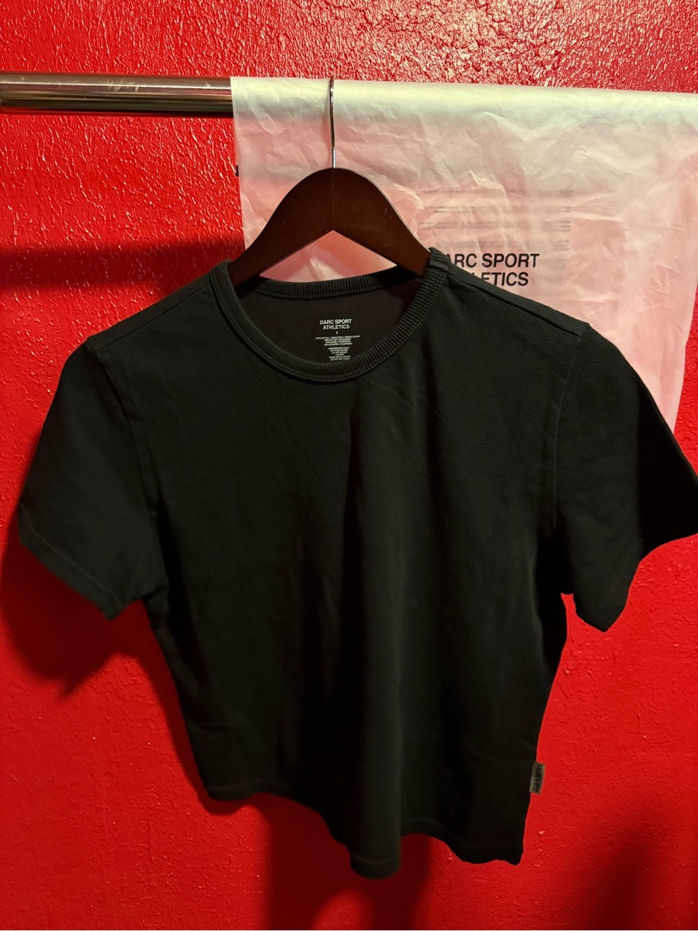 96. NEW STILL IN BAG! Darc Sport Black T-Shirt with White Interior Print